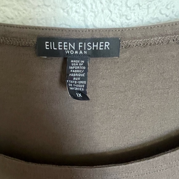 Eileen Fisher Asymmetric Brown Top Size 1X - Picture 4 of 8